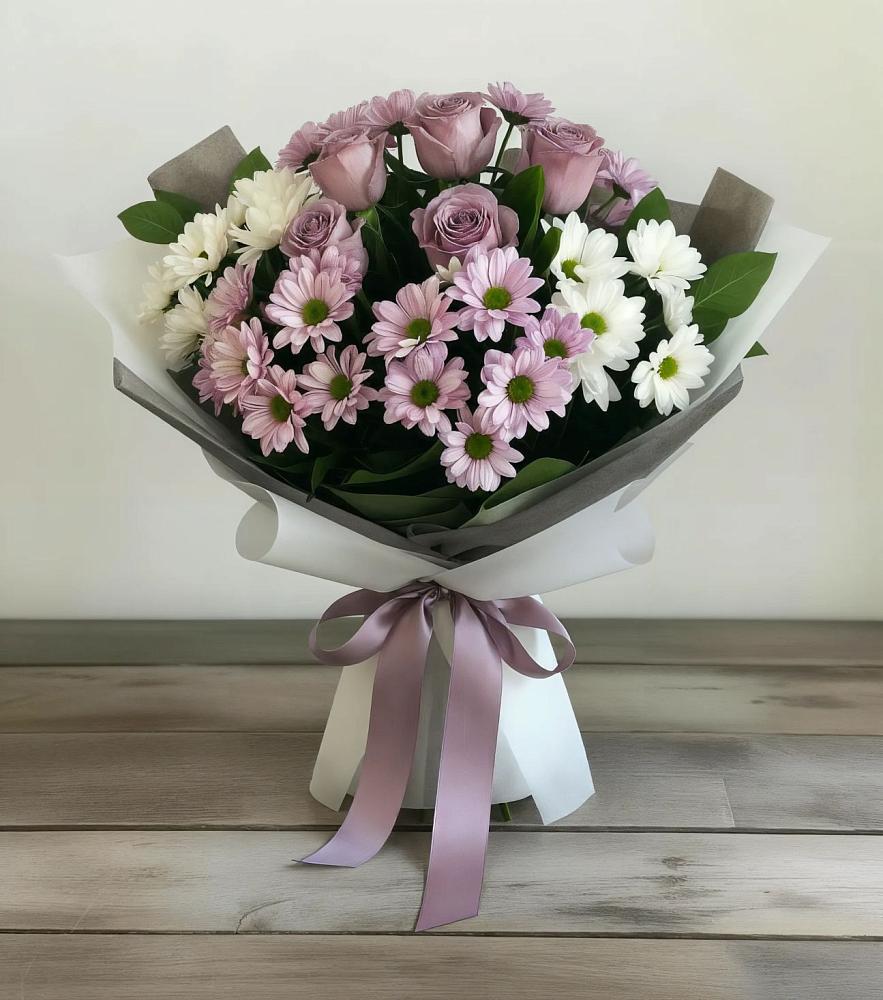 Букет цветов из: Хризантемы и Розы в Горькой Балке