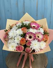 Букет цветов из:  Розы, Герберы и Хризантемы в Горькой Балке