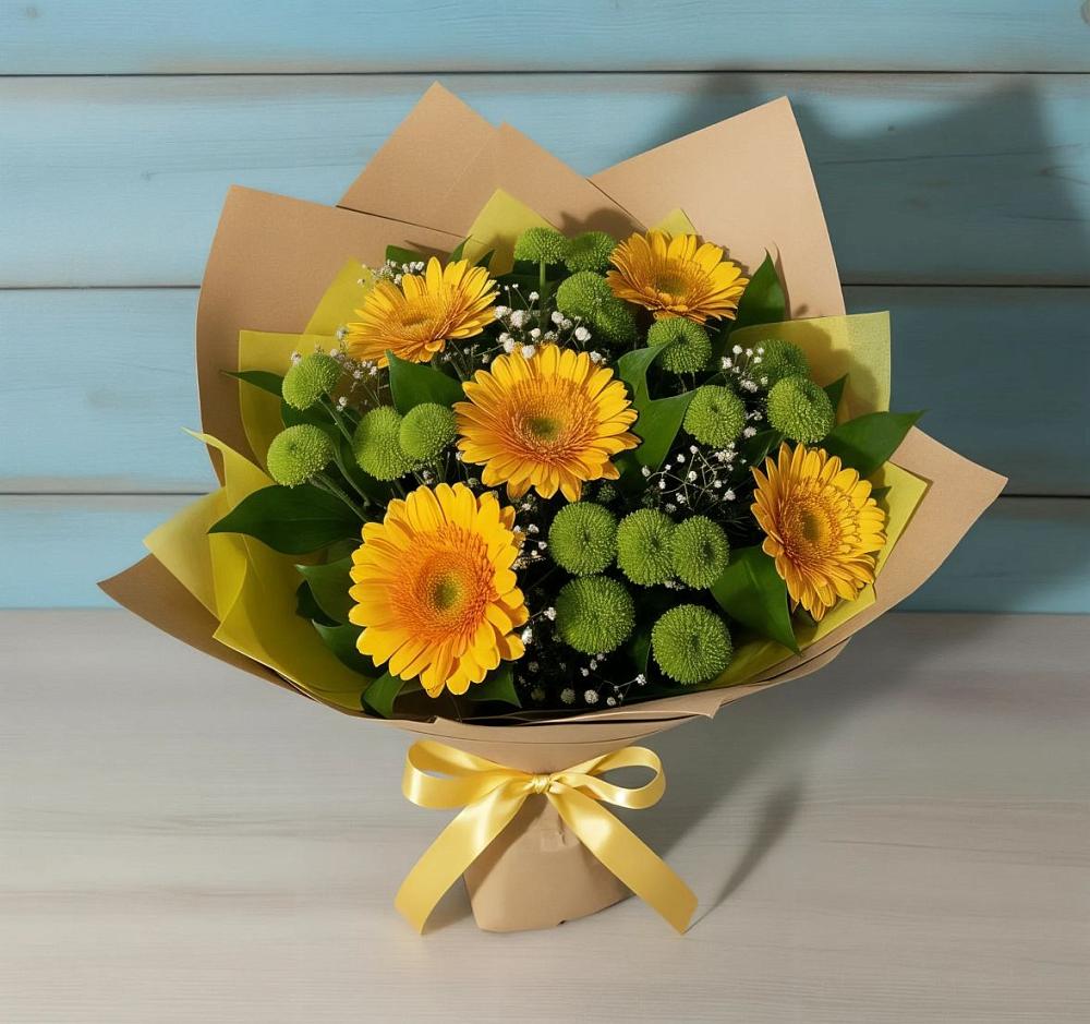 Букет цветов из: Герберы и Хризантемы в Горькой Балке