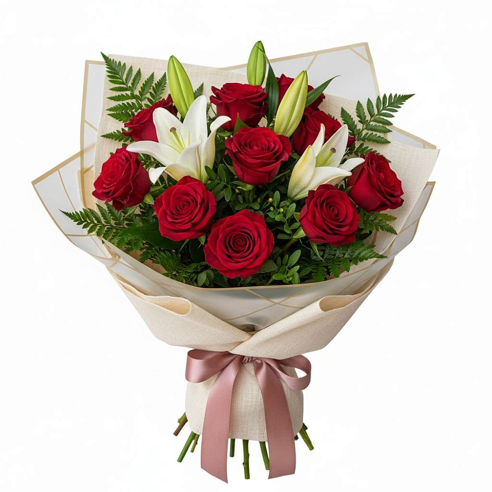 Букет цветов из: Лилии и Розы в Горькой Балке