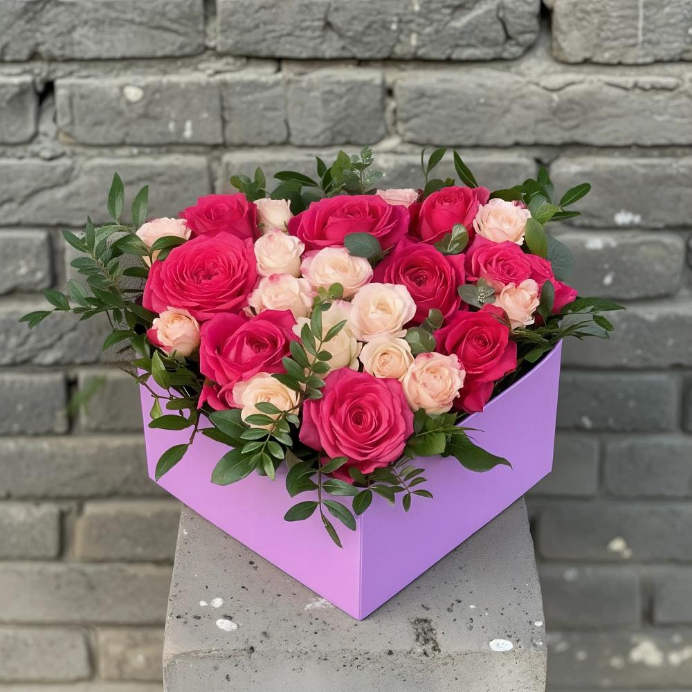 Цветочная композиция из Розы в коробке в Горькой Балке