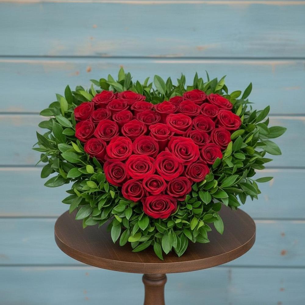 Цветочная композиция из Розы в виде сердца в Горькой Балке