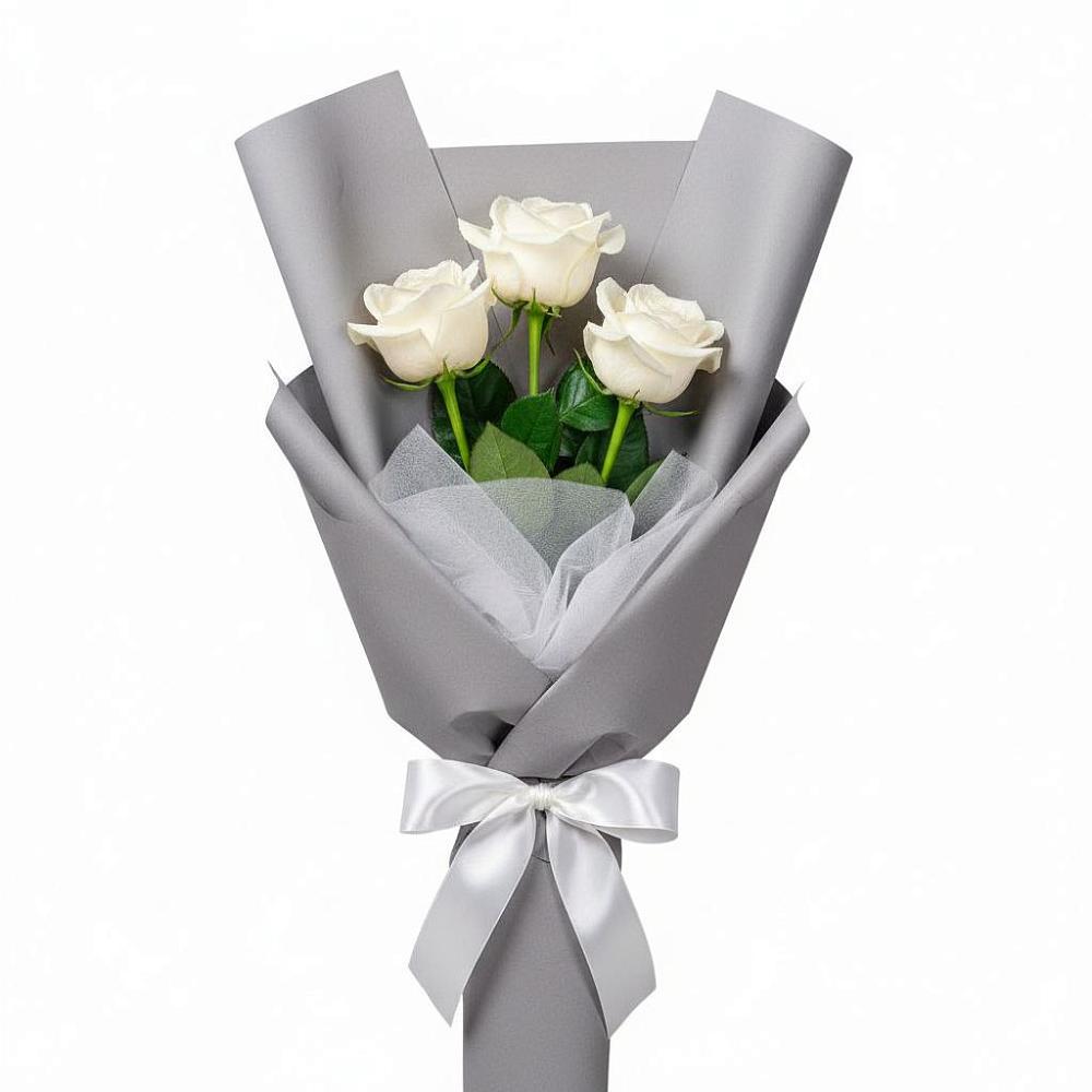 Букет 3 белые розы в Горькой Балке