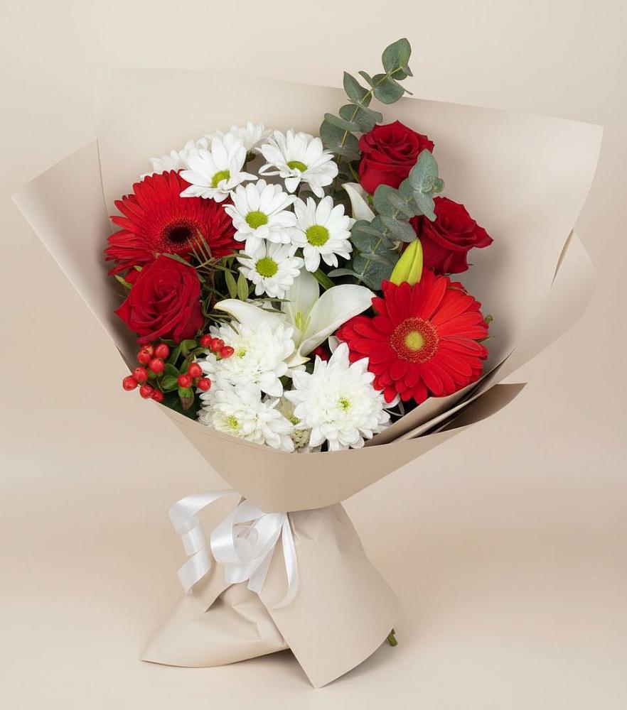 Букет цветов из: Розы, Хризантемы, Герберы и Лилии в Горькой Балке
