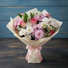 Букет цветов из:  Хризантемы, Альстромерии и Розы в Горькой Балке