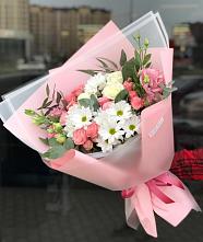 Букет цветов из:  Розы, Лизиантусы и Хризантемы в Горькой Балке
