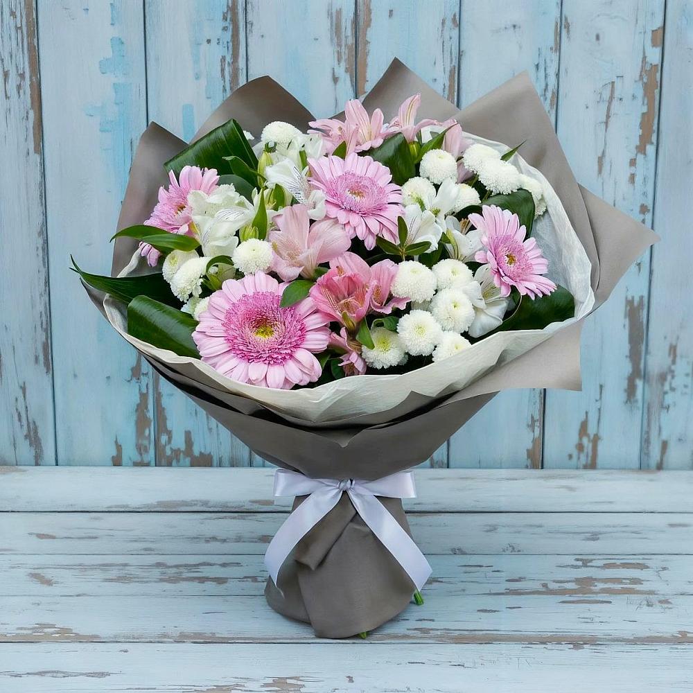 Букет цветов из: Герберы, Альстромерии и Хризантемы в Горькой Балке